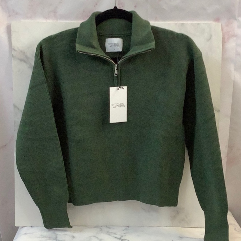NWT Stitches and Stripes Green Half-Zip Sweater Size S
